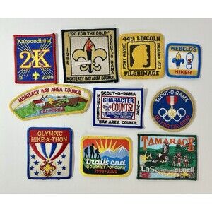 BSA BOYS SCOUT OF AMERICA Monterey Bay , Lincoln ++MIXED 10 patch lot 1977up